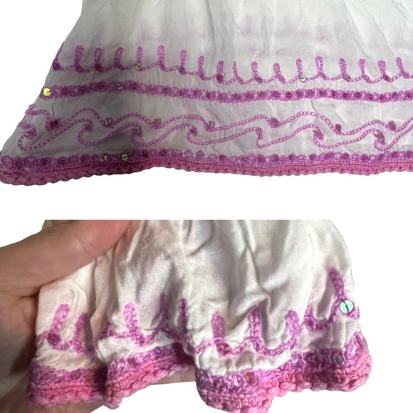 CHACH white/pink Beaded Sequin Embroidered CoverUp XL - Picture 5 of 16